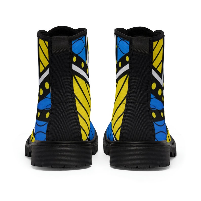 Blue and Yellow Women's Canvas Boots