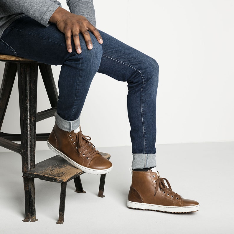 Brand New Birkenstock Natural Leather Birko-felt High-top