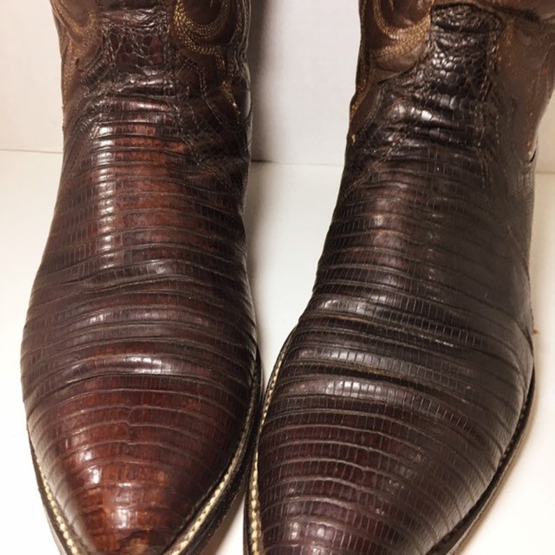 Brown Lizard Skin Dan Post Cowboy Boots Soze 8 1/2 D or
