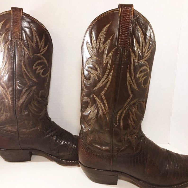 Brown Lizard Skin Dan Post Cowboy Boots Soze 8 1/2 D or
