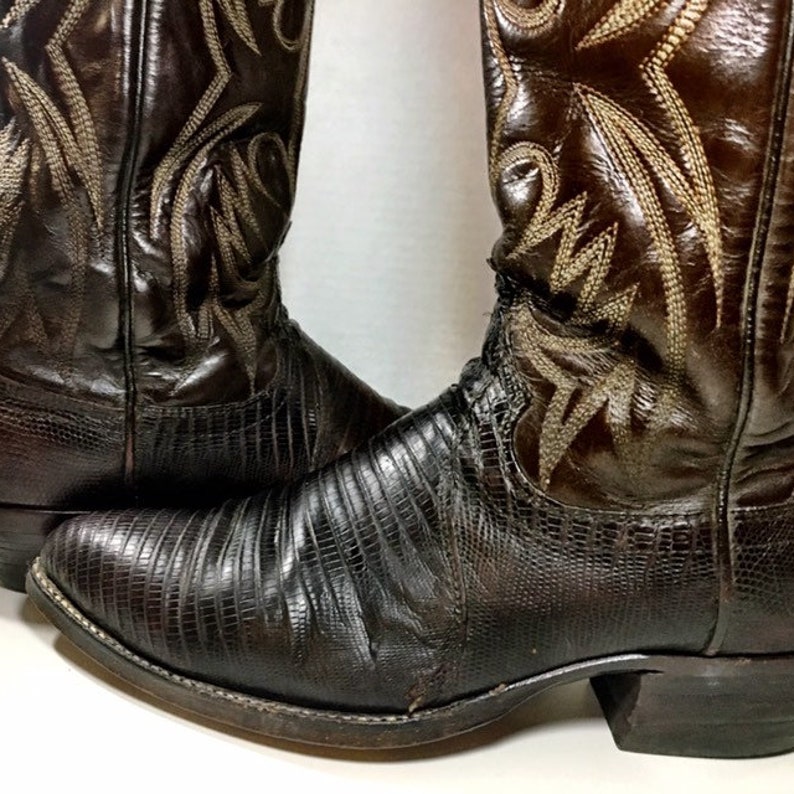 Brown Lizard Skin Dan Post Cowboy Boots Soze 8 1/2 D or