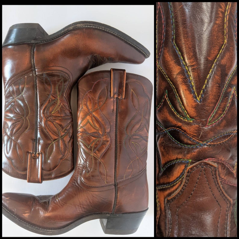 Rainbow Stitch Cowboy Boots