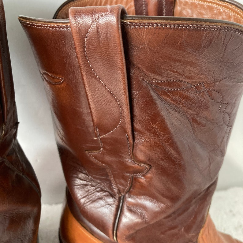 Lucchese 10d Vintage Men Cowboy Boots Two Tone Ostrich and