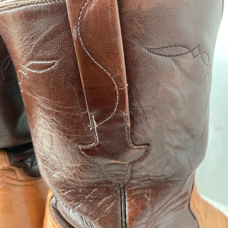 Lucchese 10d Vintage Men Cowboy Boots Two Tone Ostrich and