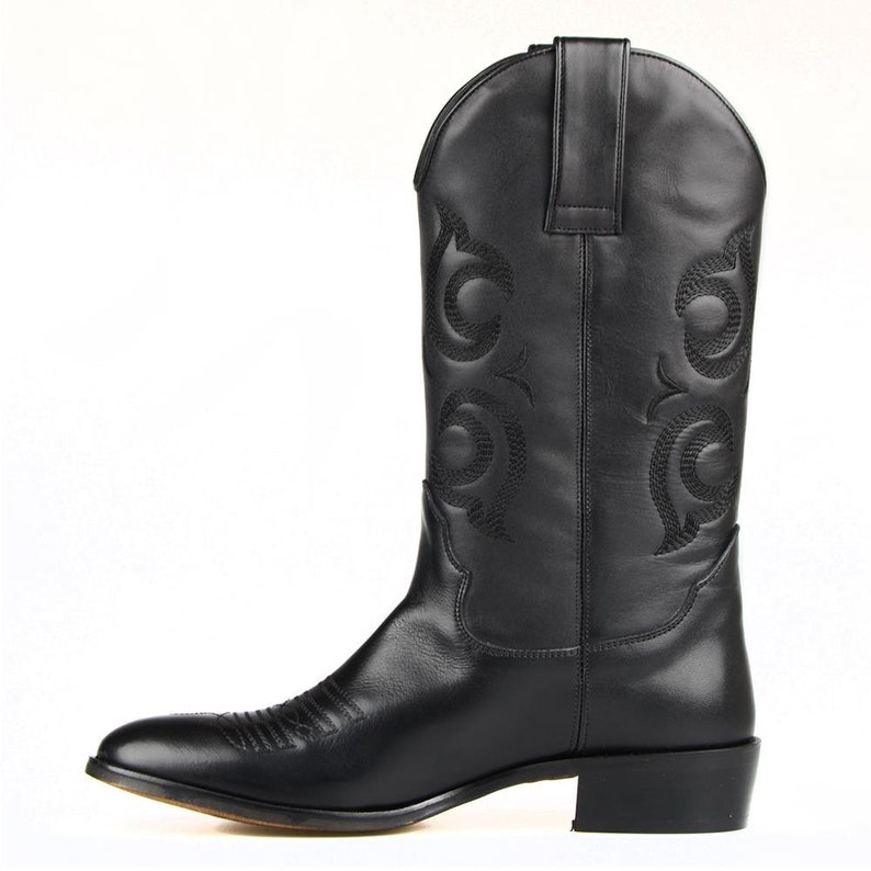 Footcourt Black Genuine Leather Men's Motorcycle Boots
