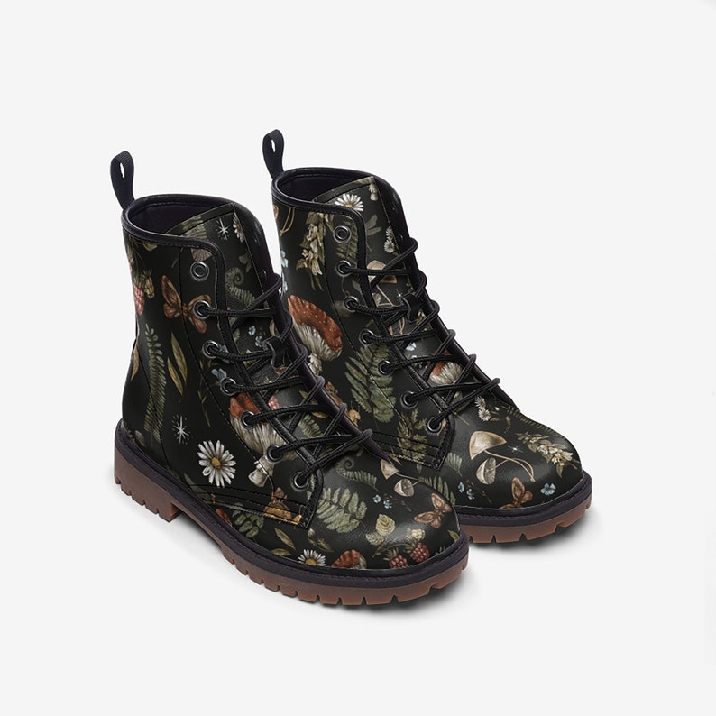 Mushroom Boots Cute Unisex Cottagecore Faux Leather