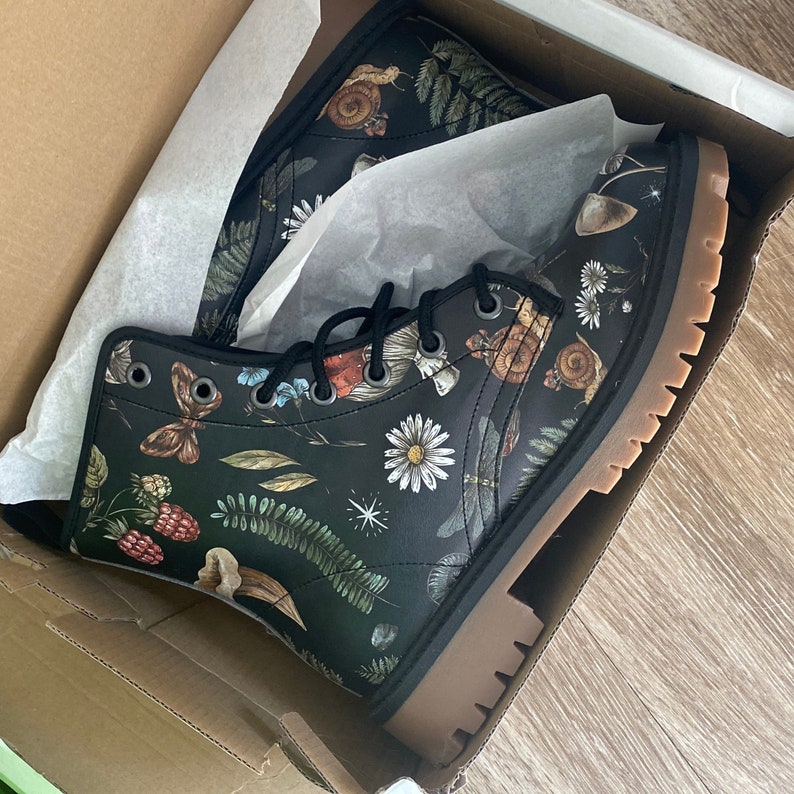 Mushroom Boots Cute Unisex Cottagecore Faux Leather