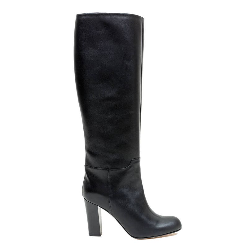 Black Leather Knee High Boots Women Black Knee High Boots