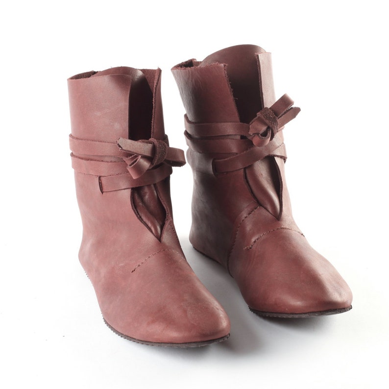 Dark Brown Real Leather Boots Dark Cattle Leather Medieval