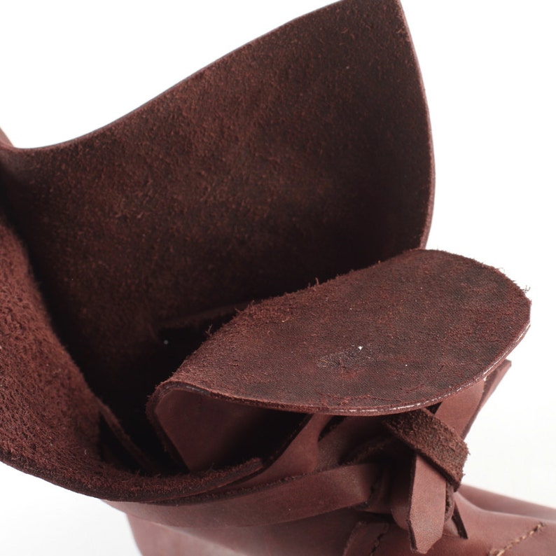 Dark Brown Real Leather Boots Dark Cattle Leather Medieval