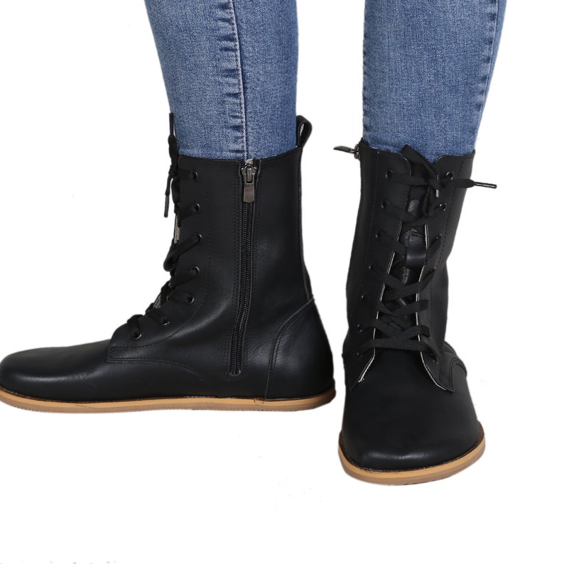 MEN Boots Wide Zero Drop Barefoot BLACK Sooth Leather