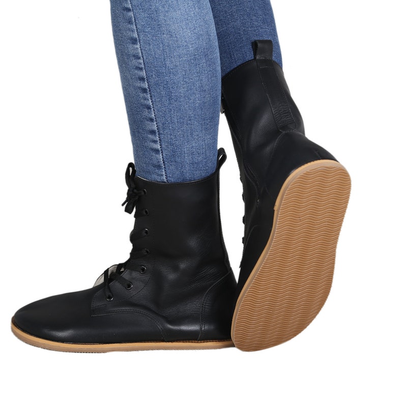 MEN Boots Wide Zero Drop Barefoot BLACK Sooth Leather