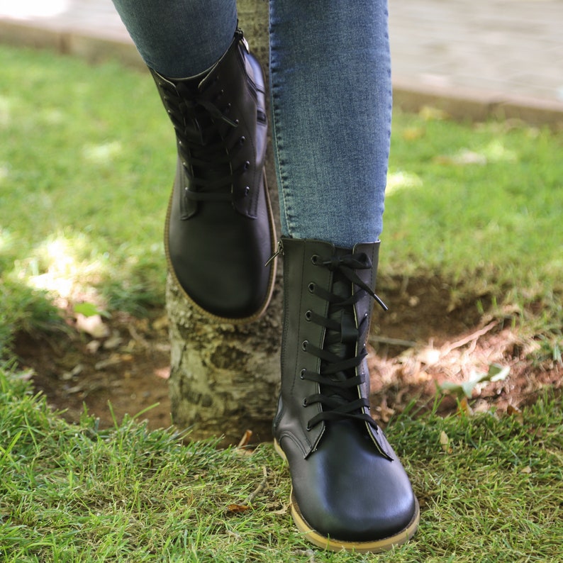 MEN Boots Wide Zero Drop Barefoot BLACK Sooth Leather