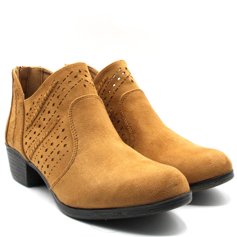 Women Western Cowboy Stylish Hollow Ankle Booties V Sharp