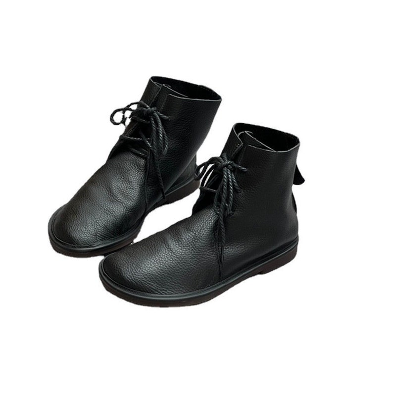 Handmade Women Leather Tie Shoes Soft-soled Leather Boots