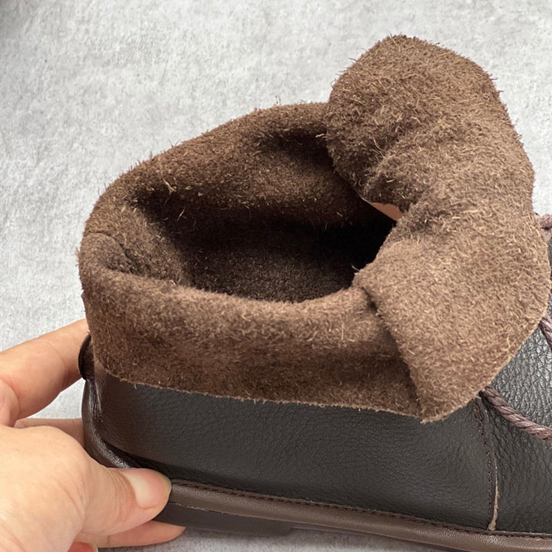 Handmade Women Leather Tie Shoes Soft-soled Leather Boots