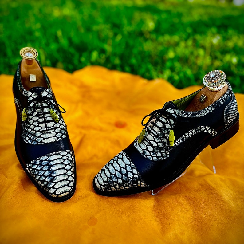 Mens Snake Skin Design Dress Shoe Genuine Leather Snakeskin