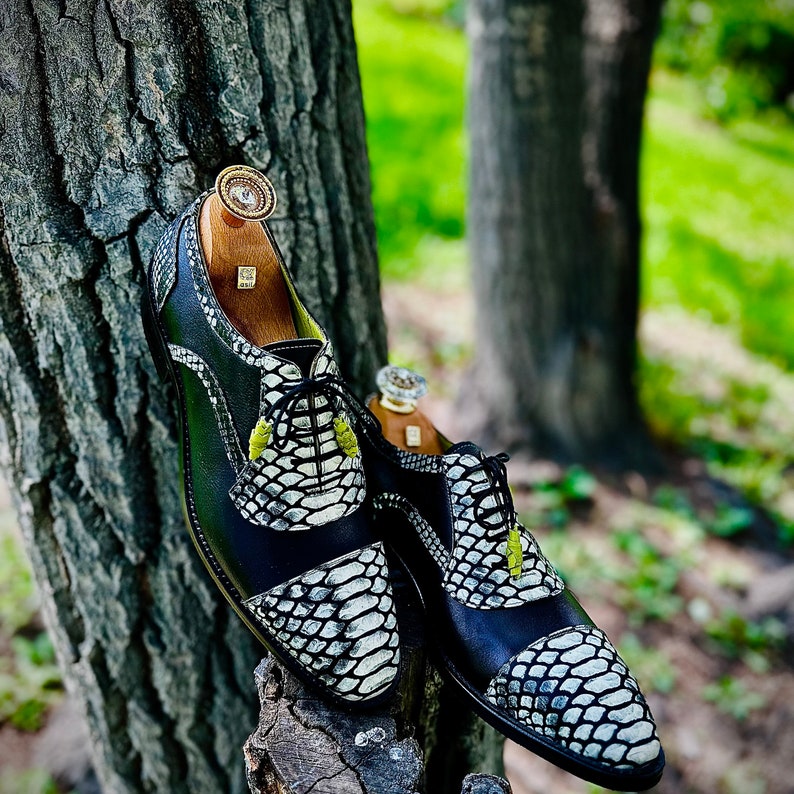 Mens Snake Skin Design Dress Shoe Genuine Leather Snakeskin