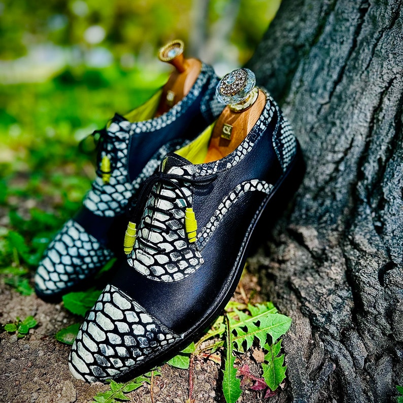 Mens Snake Skin Design Dress Shoe Genuine Leather Snakeskin