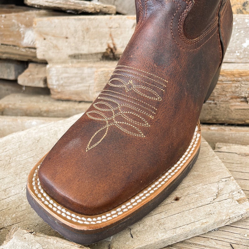 Handcrafted Men's Cowboy Boots USA Flag/ Square Toe Cowboy