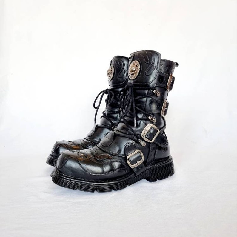 EU 38 / UK 5 Leather and Metal New Rock Boots Demon Devil