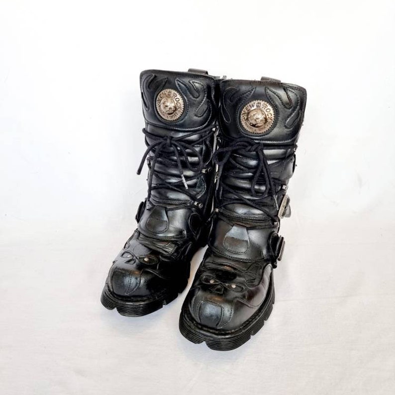 EU 38 / UK 5 Leather and Metal New Rock Boots Demon Devil