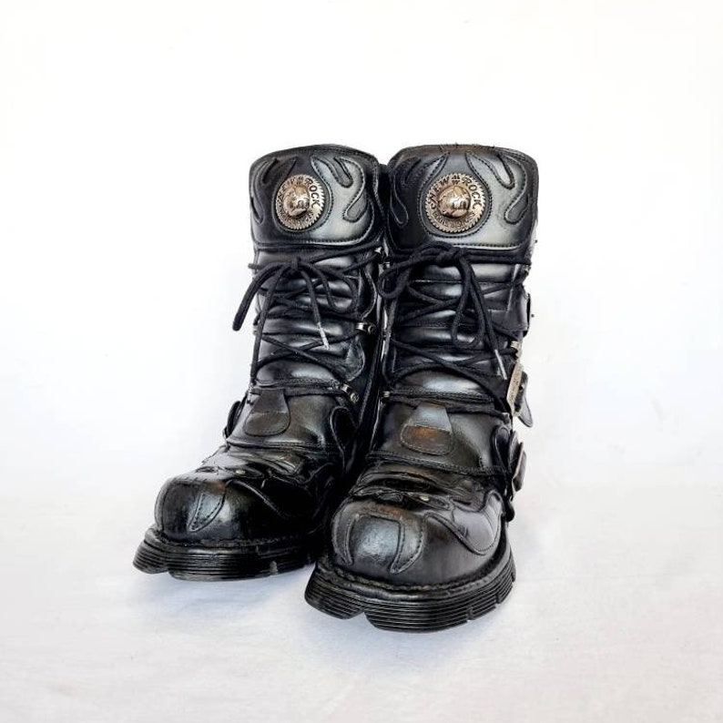 EU 38 / UK 5 Leather and Metal New Rock Boots Demon Devil
