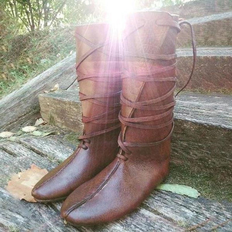 Medieval Renaissance Viking Boots Handmade Leather Moccasins