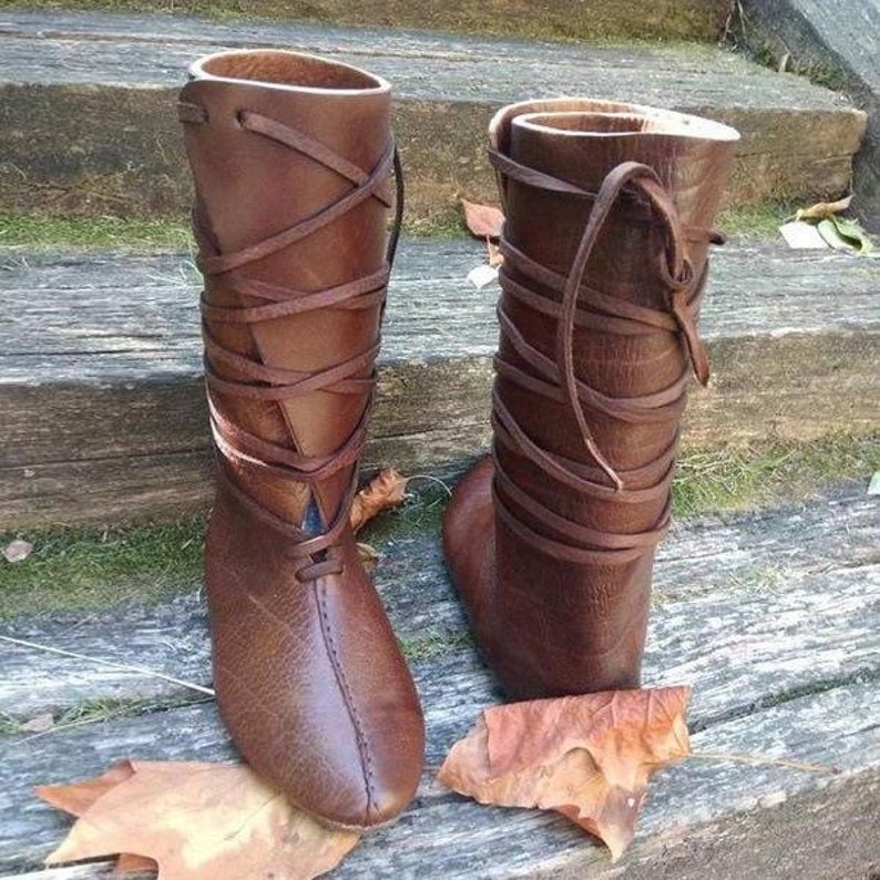 Medieval Renaissance Viking Boots Handmade Leather Moccasins