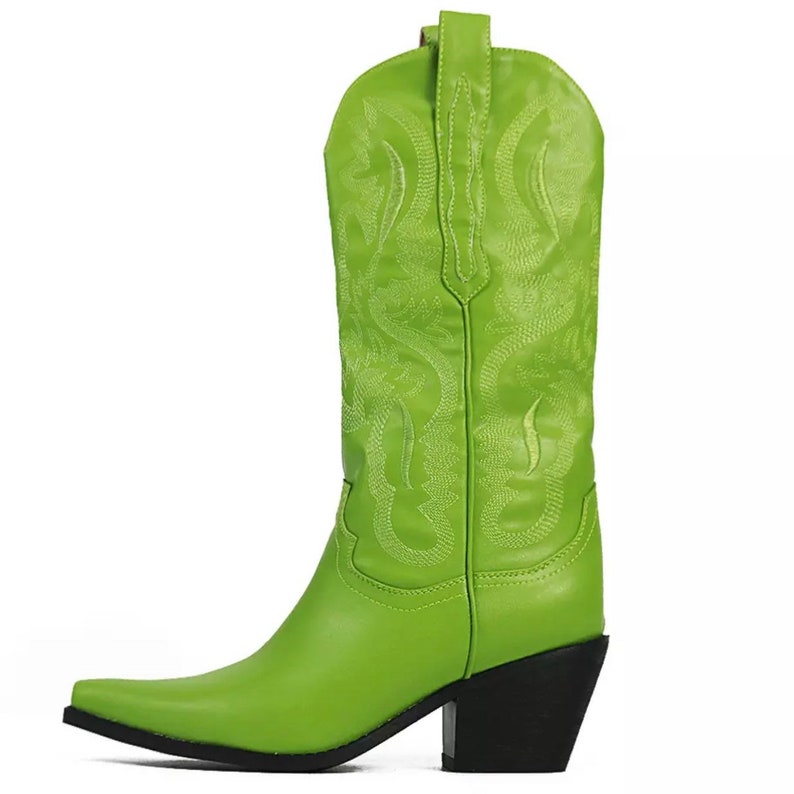 Metallic Embroidered Cowboy Boots Womens