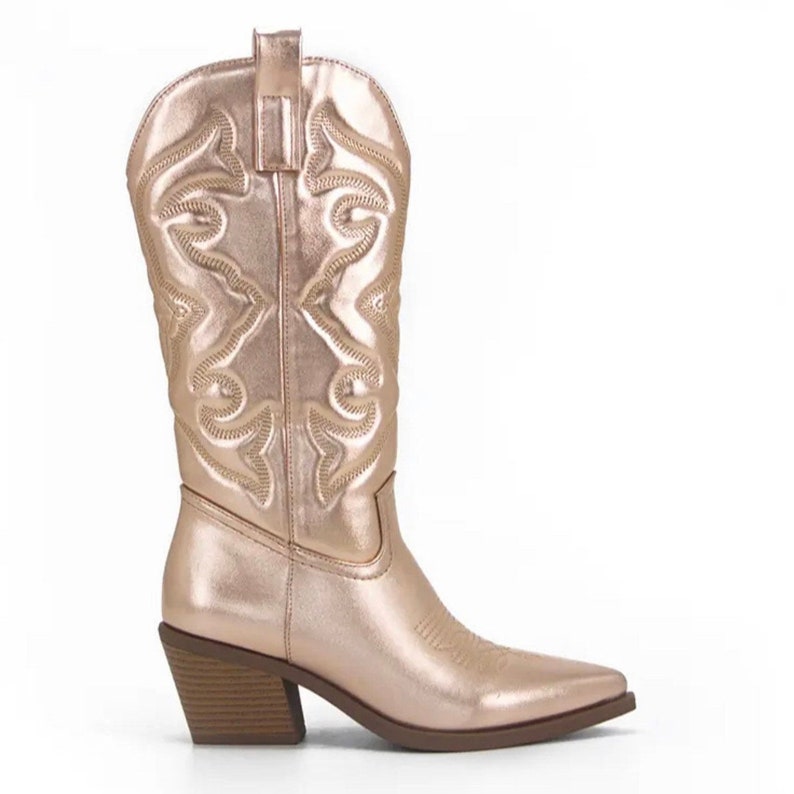 Metallic Embroidered Cowboy Boots Womens