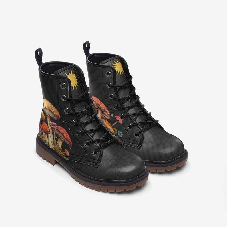 Mushroom Boots Rave Boots Festival Boots Black Mushroom Vegan