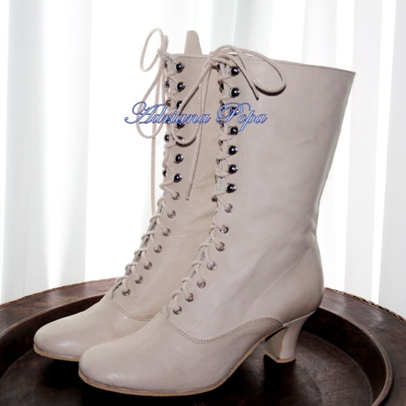 White Boots Bridal Shoes Victorian Boots 1900 Weeding Boots