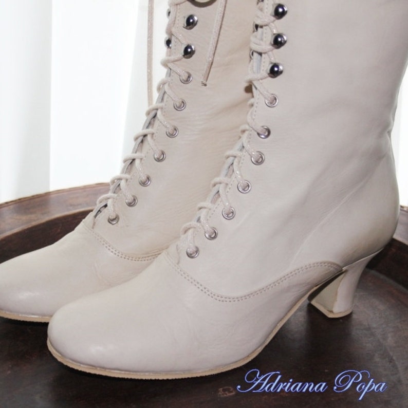 White Boots Bridal Shoes Victorian Boots 1900 Weeding Boots