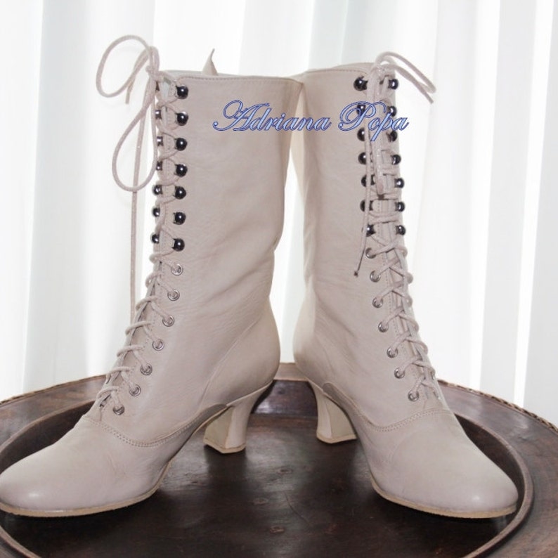 White Boots Bridal Shoes Victorian Boots 1900 Weeding Boots