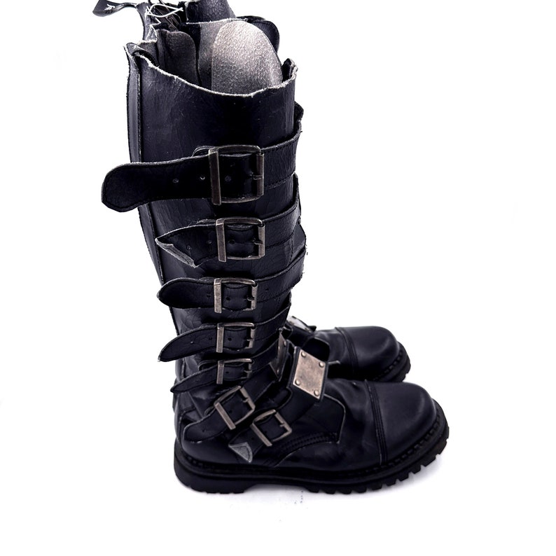 Vintage Demonia Black Faux Leather Cyber Goth Knee Boots