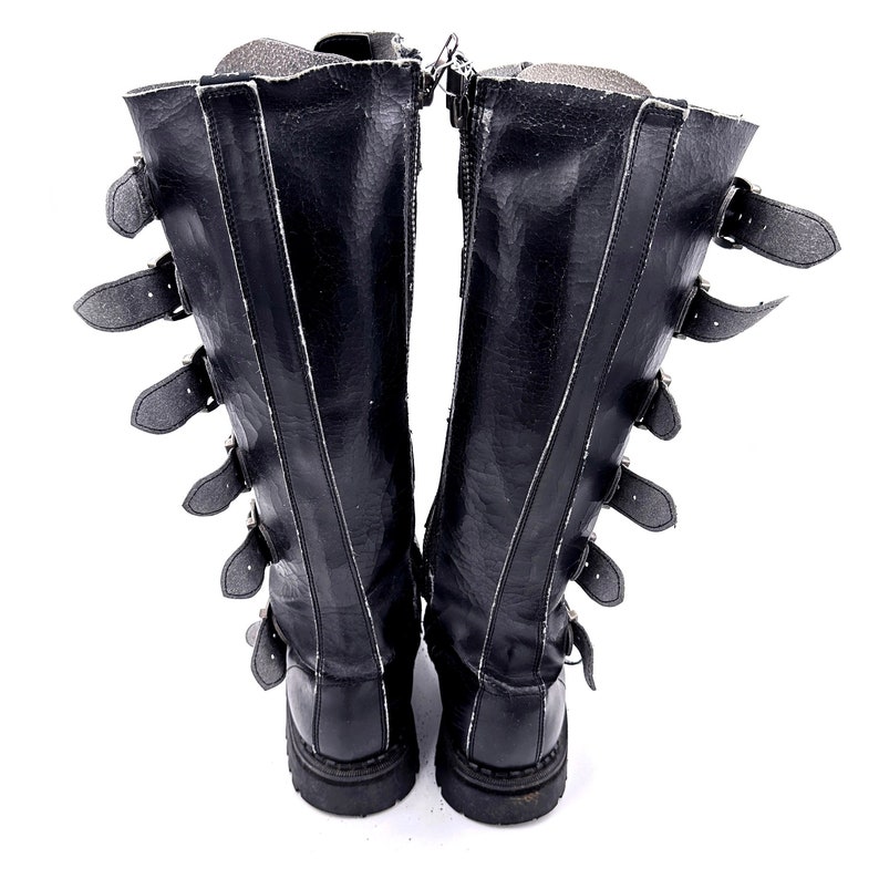 Vintage Demonia Black Faux Leather Cyber Goth Knee Boots
