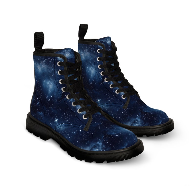 Black and Blue Galaxy Women's Canvas Boots