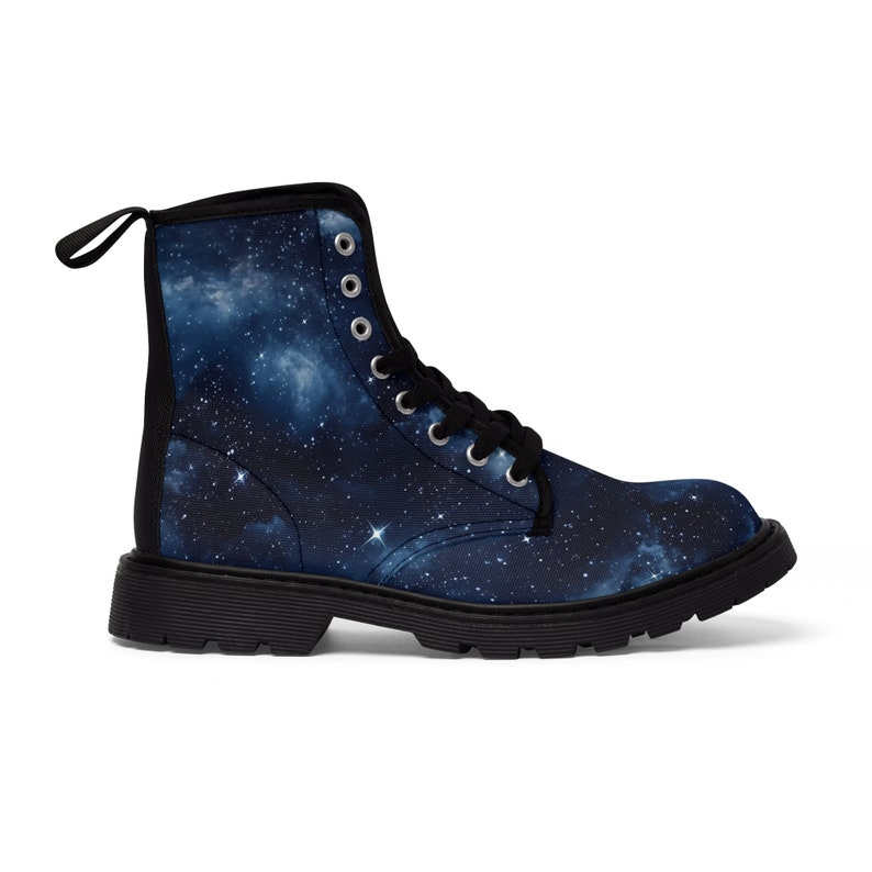 Black and Blue Galaxy Women's Canvas Boots