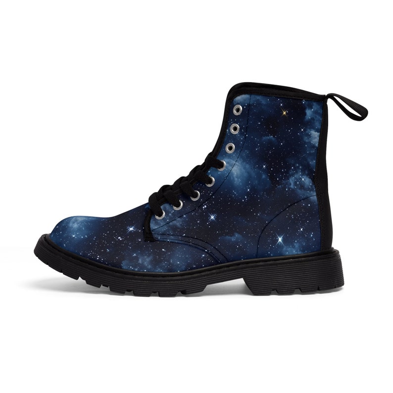 Black and Blue Galaxy Women's Canvas Boots