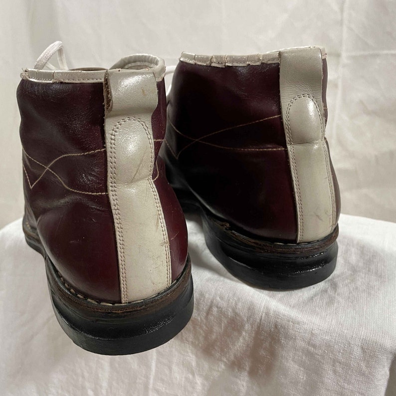 Size 38 1960s Vintage Ski Boots Beautiful Burgundy Colour