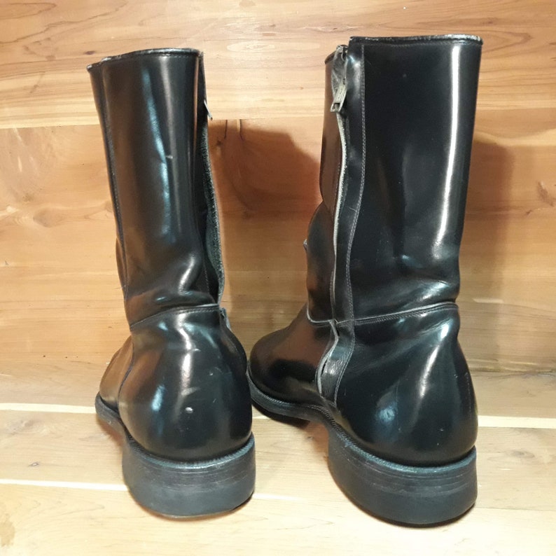 Roper Cowboy Black Leather Boots Inside Zipper Handmade by