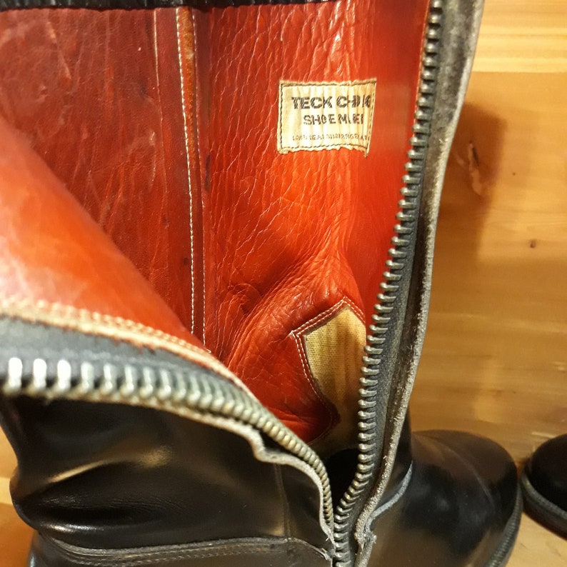 Roper Cowboy Black Leather Boots Inside Zipper Handmade by