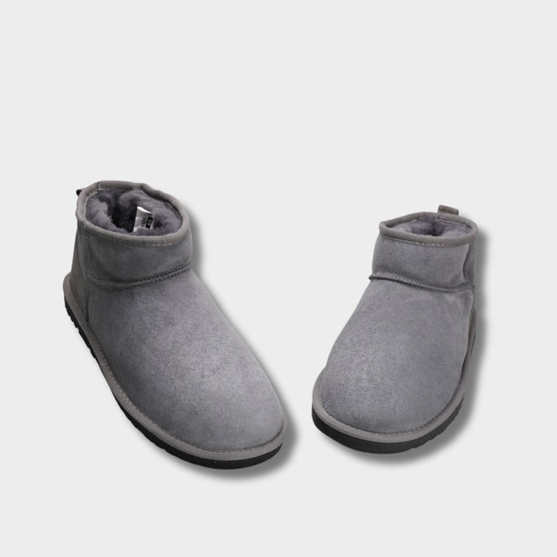 Men & Women Sheepskin Boot Grey Color Winter Slippers Cozy