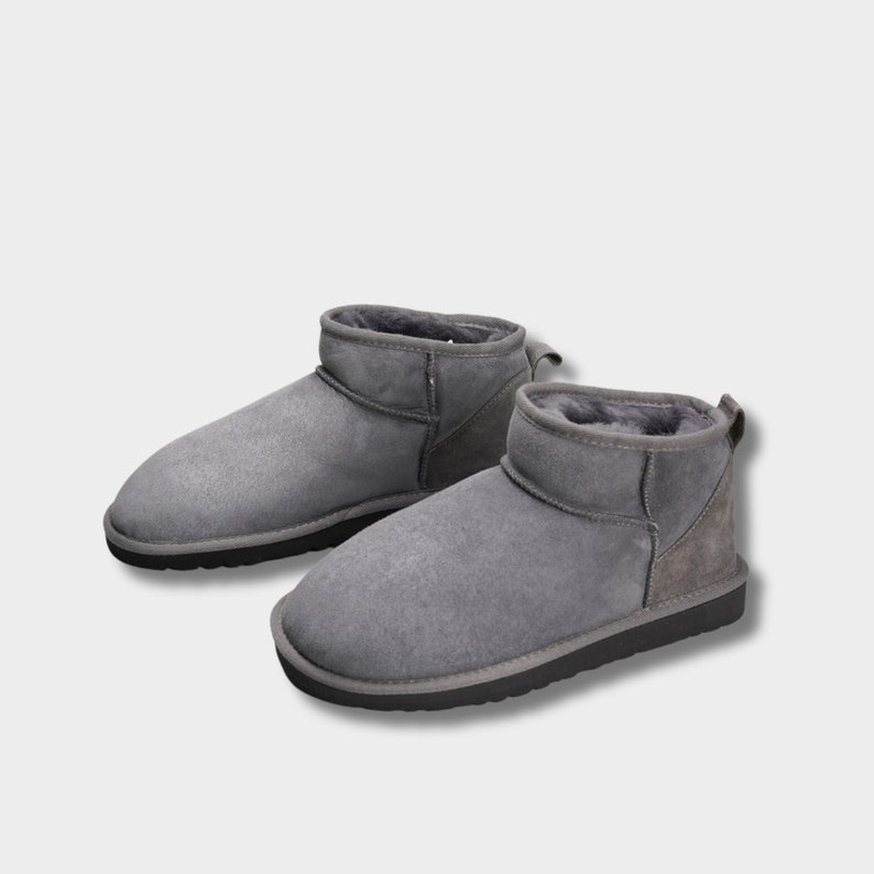 Men & Women Sheepskin Boot Grey Color Winter Slippers Cozy