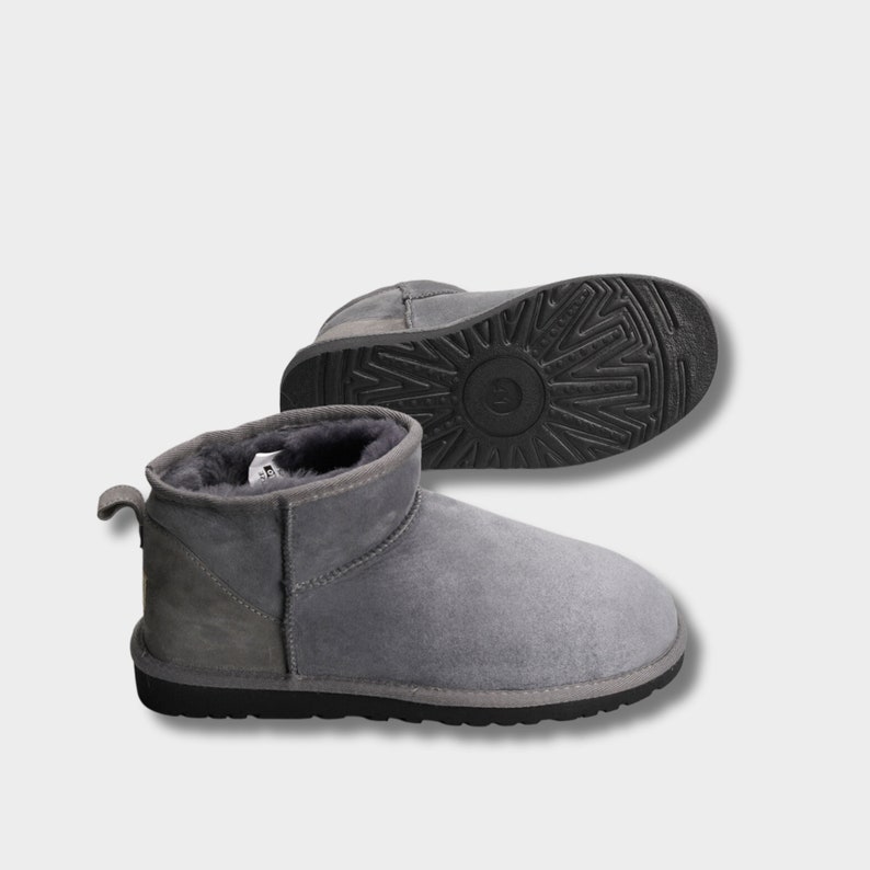 Men & Women Sheepskin Boot Grey Color Winter Slippers Cozy