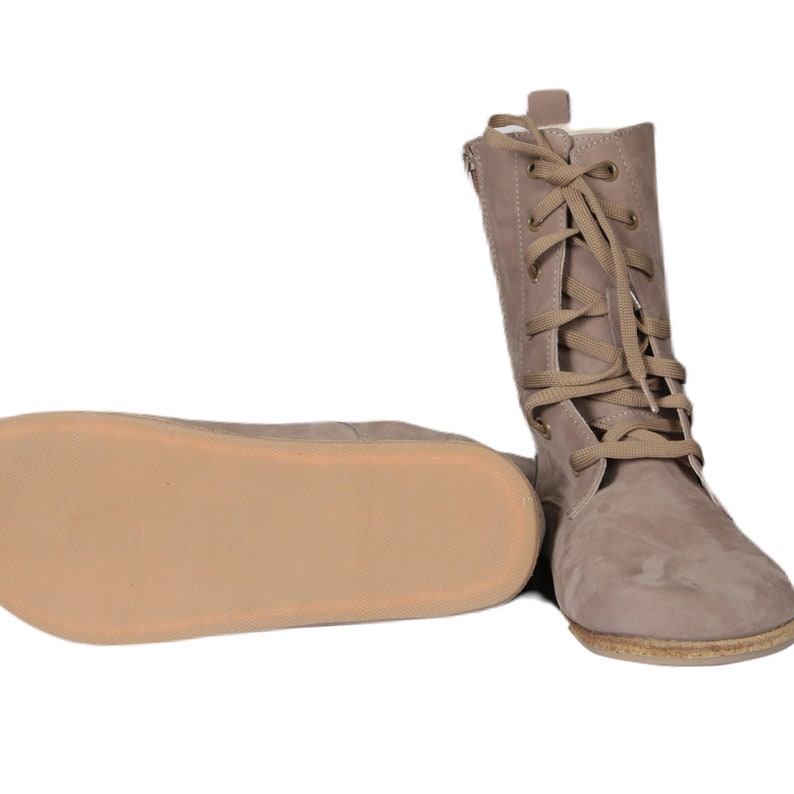 Women Handmade LONG Boots Zero Drop Barefoot SMOKED NUBUCK