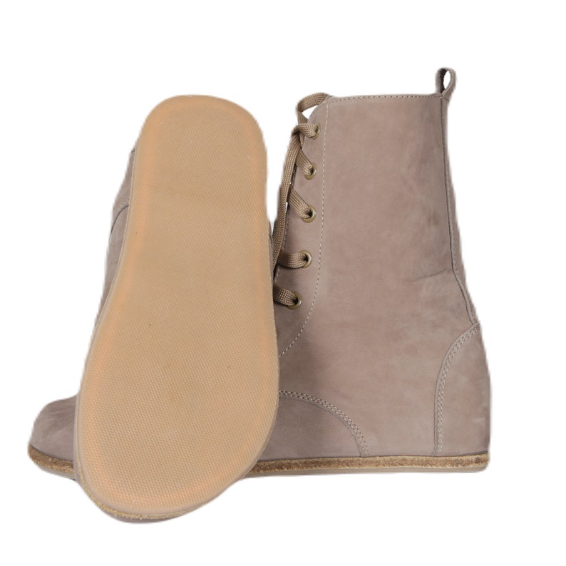 Women Handmade LONG Boots Zero Drop Barefoot SMOKED NUBUCK