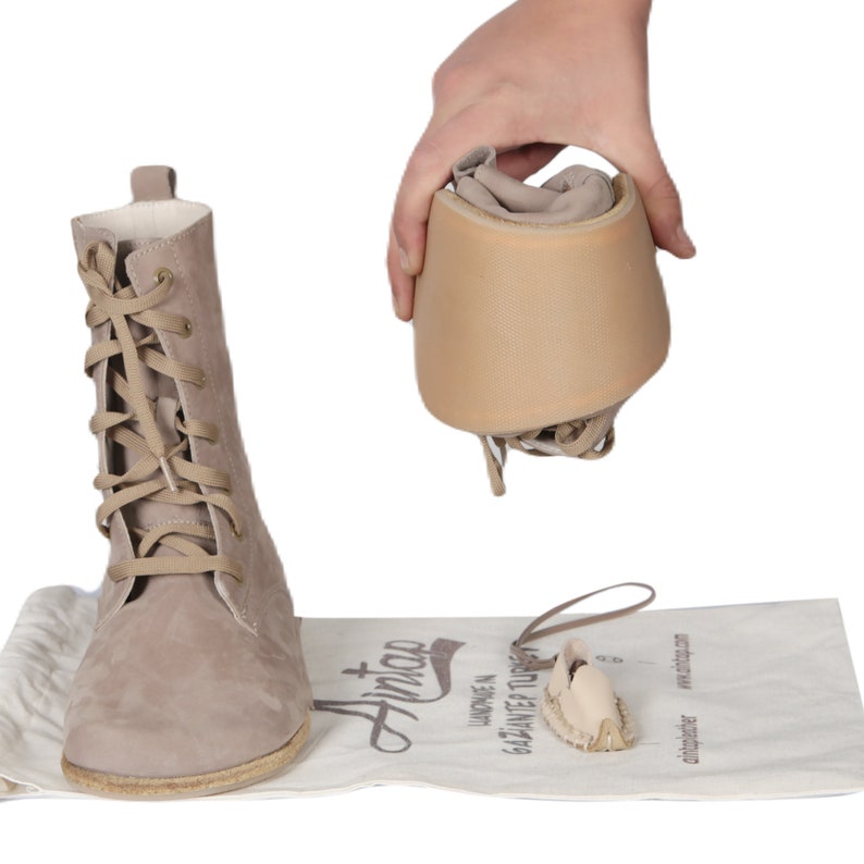 Women Handmade LONG Boots Zero Drop Barefoot SMOKED NUBUCK