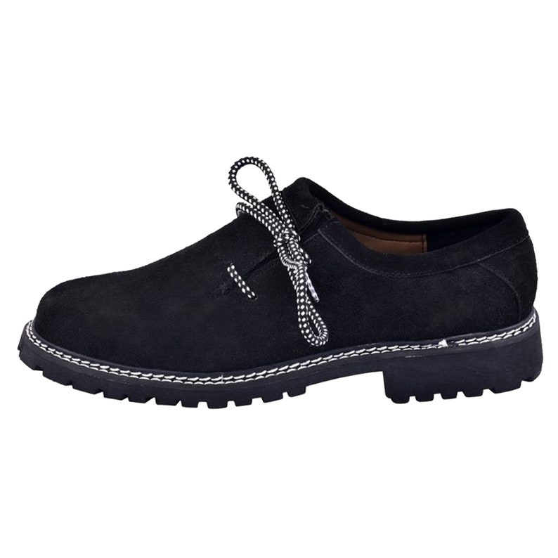 Bavarian Men's Suede Leather Shoes Black Authentic